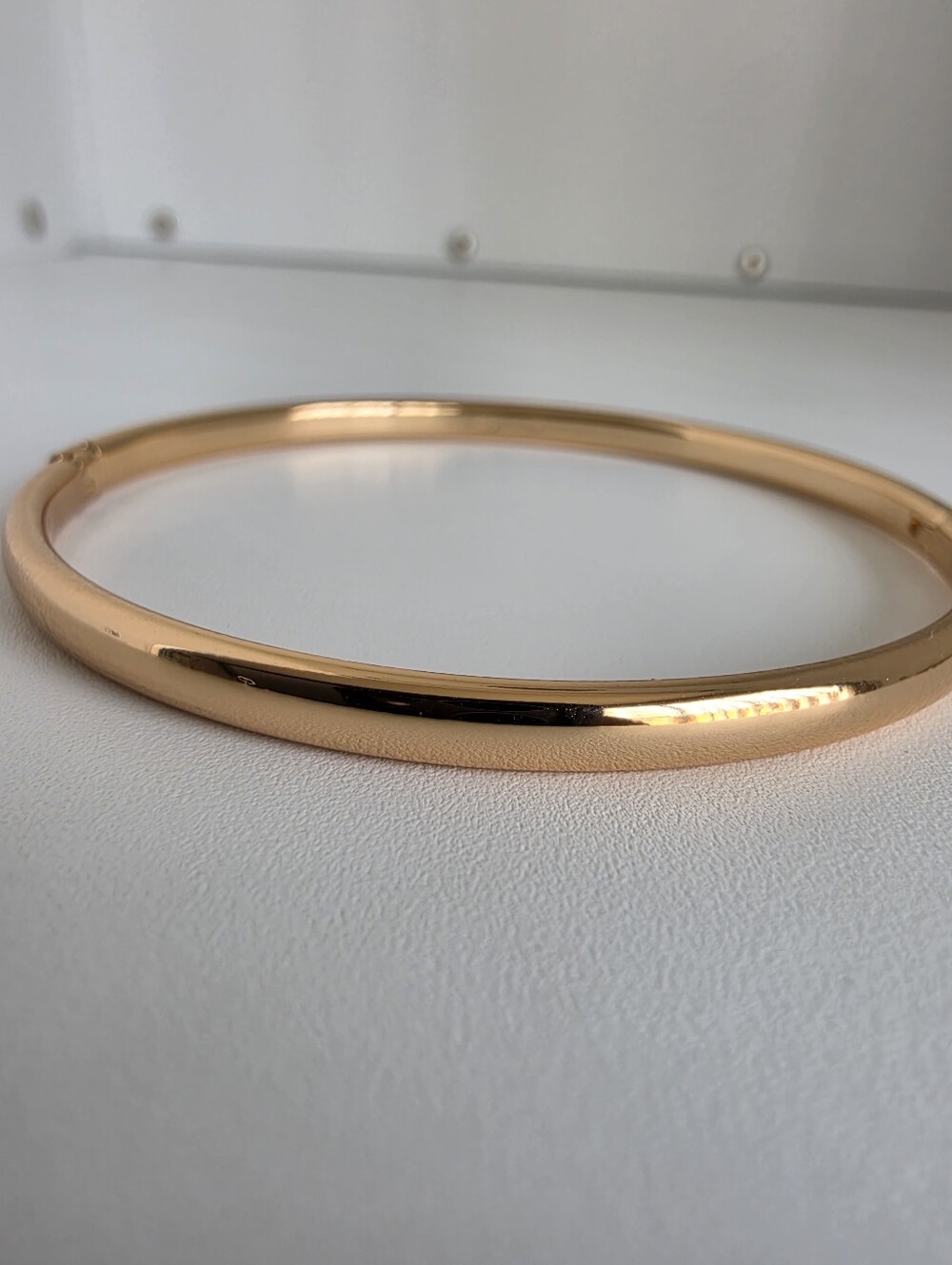 Rose Gold Plated Hinged Bangle Bracelet 8" Polished Minimalist Women's Jewelry